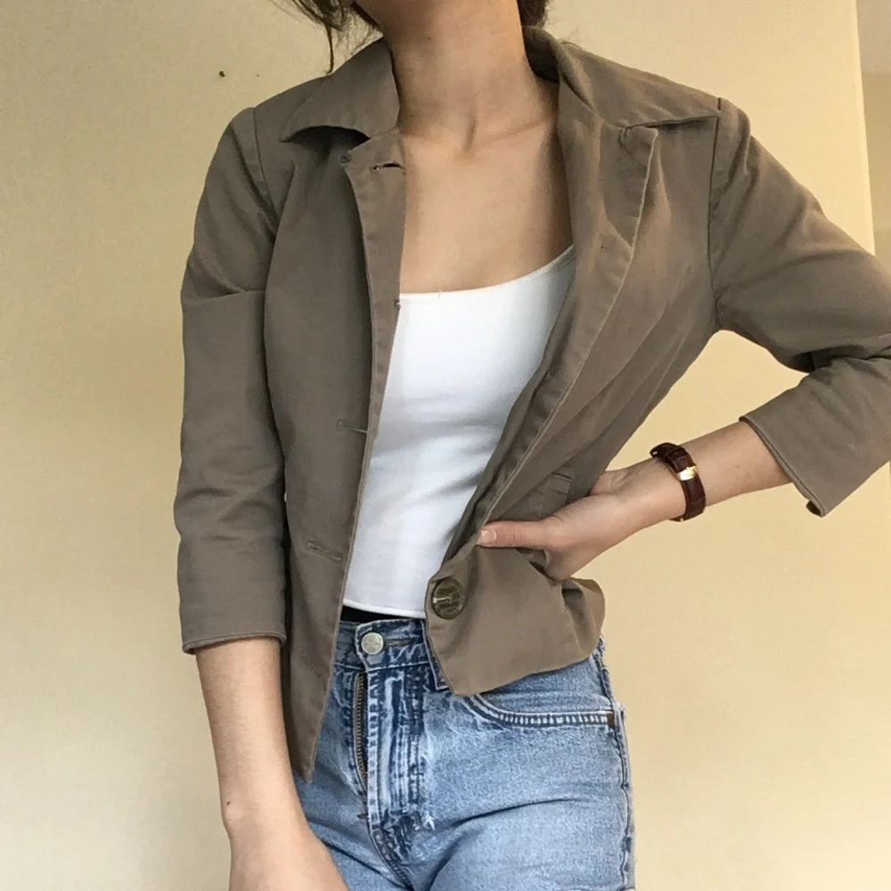 ♦️ Brown Womens Quarter-sleeve Blazer - Picture 3 of 6